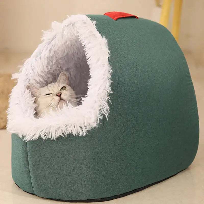 Insulated Pet Cave Bed with Removable Cushion for Dogs & Cats – WarmNest™