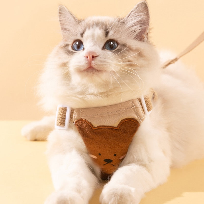 Adjustable Dog & Cat Collar and Leash Set with Lion & Bear Print – LoopLead™