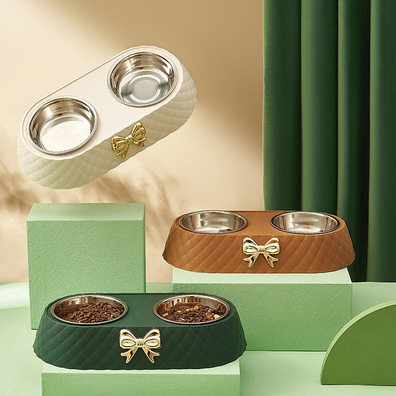 Double Pet Bowl Set – Plastic & Stainless Steel – Dishlo™