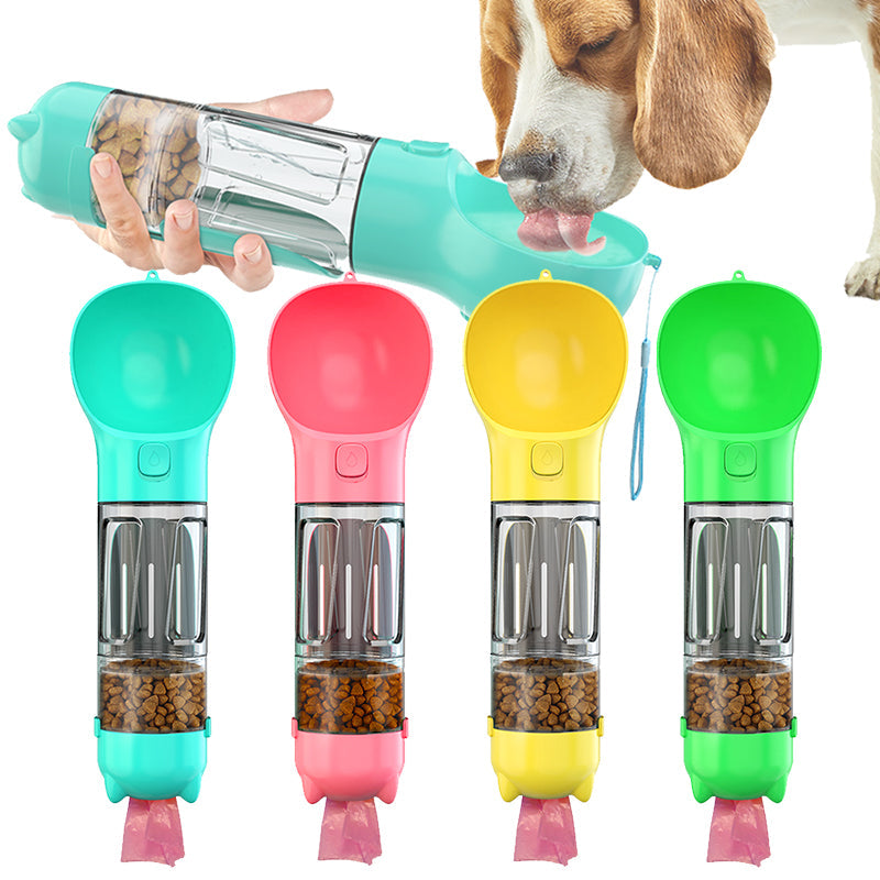 3-in-1 Portable Dog Water Bottle with Food & Waste Bag Storage – TrailSip™
