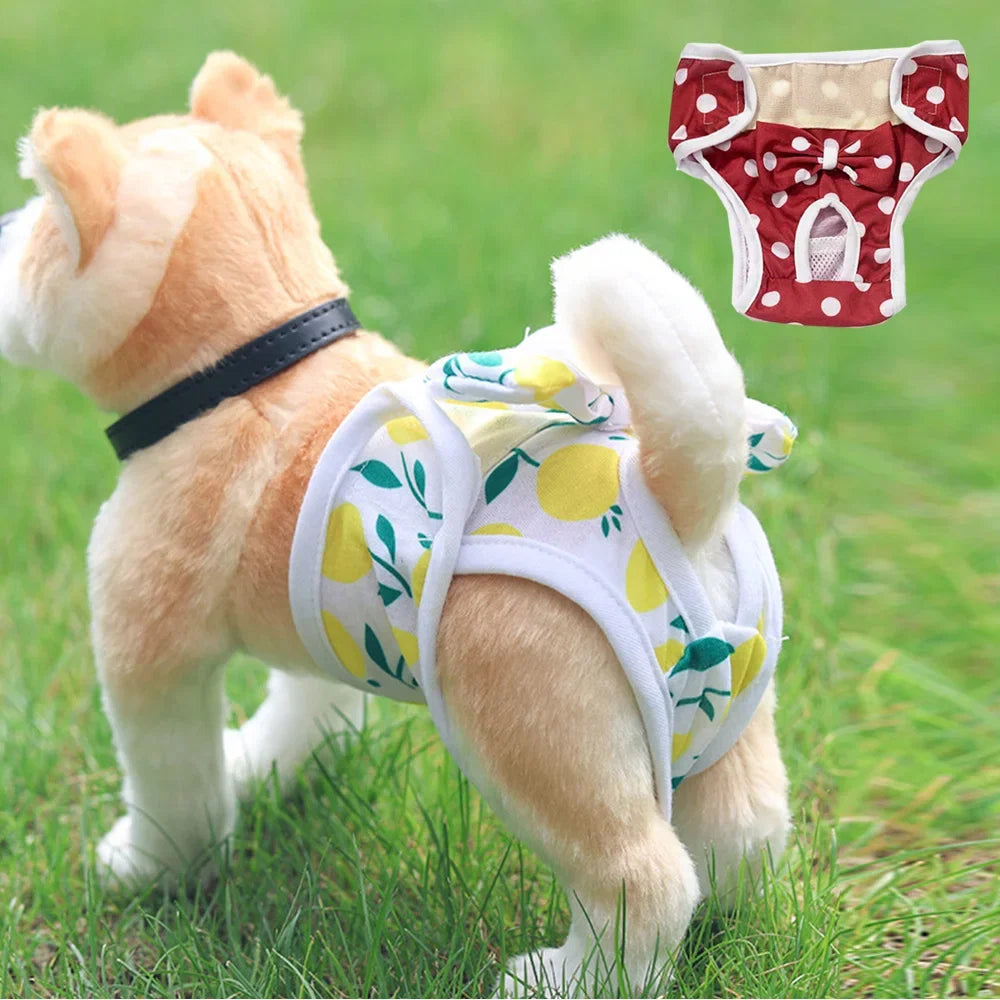 Reusable Dog Diaper for Female Dogs, Lemon & Polka Dot Print – Wistera™