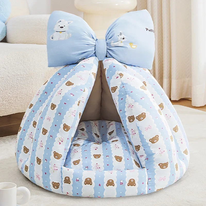 Non-Slip Pet Cave Bed with Removable Cushion for Dogs & Cats – SnugHaven™