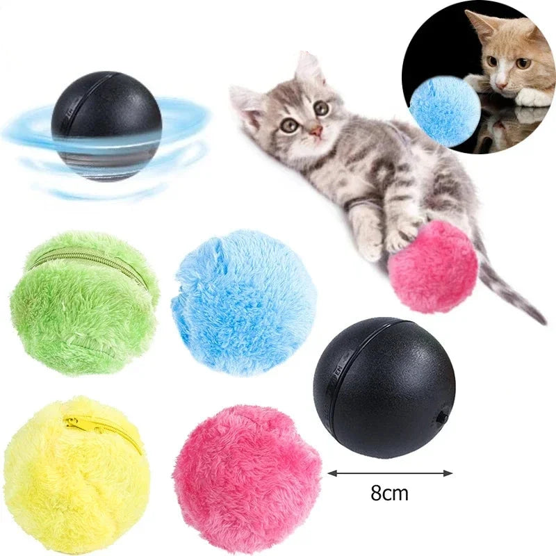 Automatic Rolling Pet Ball Toy with 4 Plush Covers – RolliPaw™