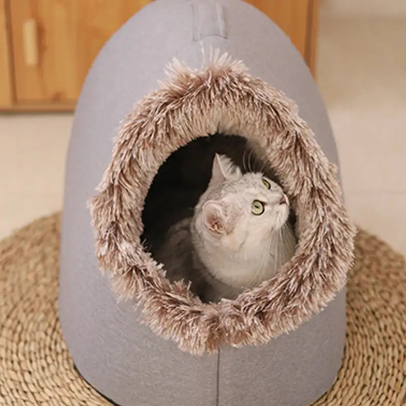 Insulated Pet Cave Bed with Removable Cushion for Dogs & Cats – WarmNest™
