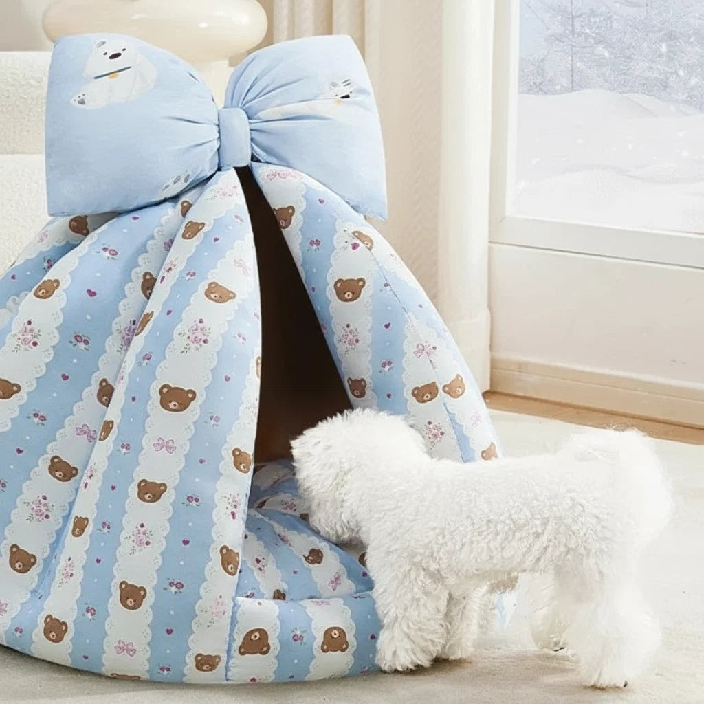 Non-Slip Pet Cave Bed with Removable Cushion for Dogs & Cats – SnugHaven™