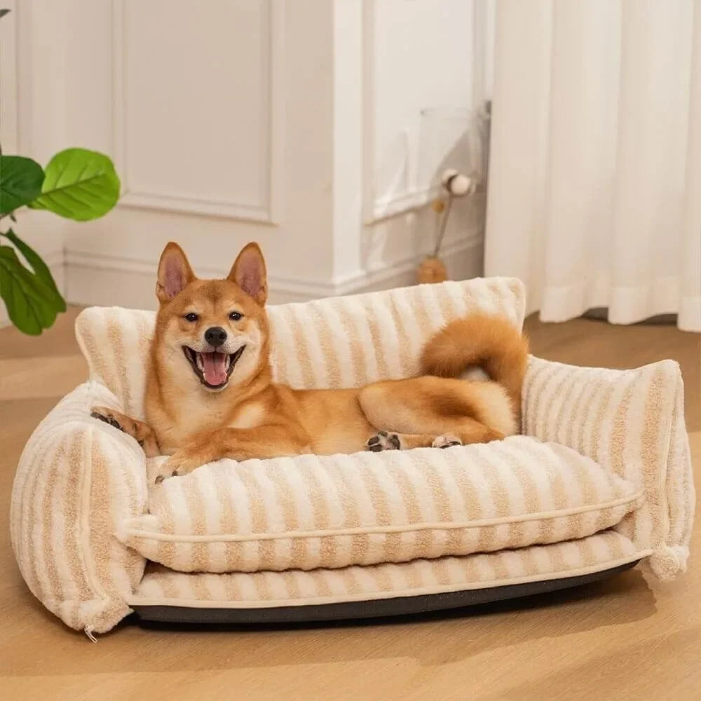 Faux Shearling Pet Sofa Bed with Double-Layer Seat – CasaBelle