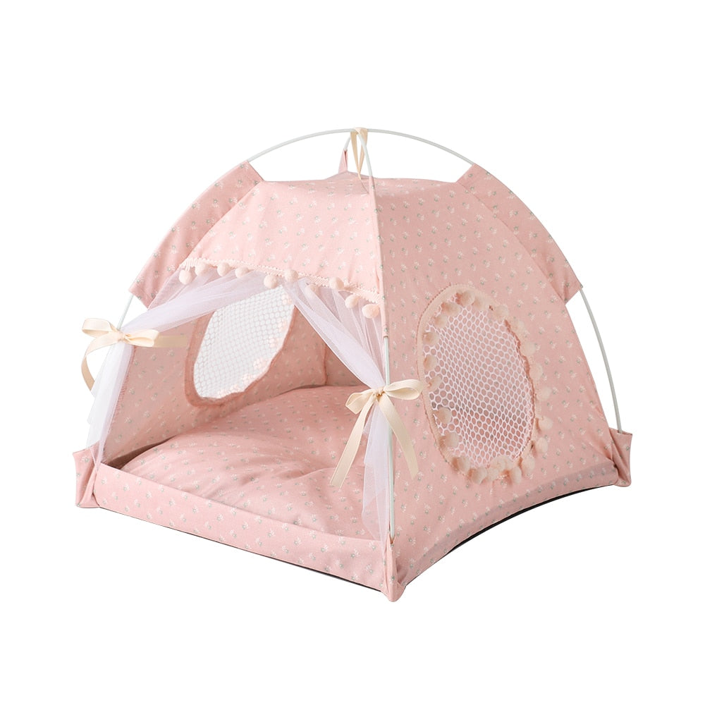 Cotton Pet Tent Bed with Colorful House-Style Design – Nestora™