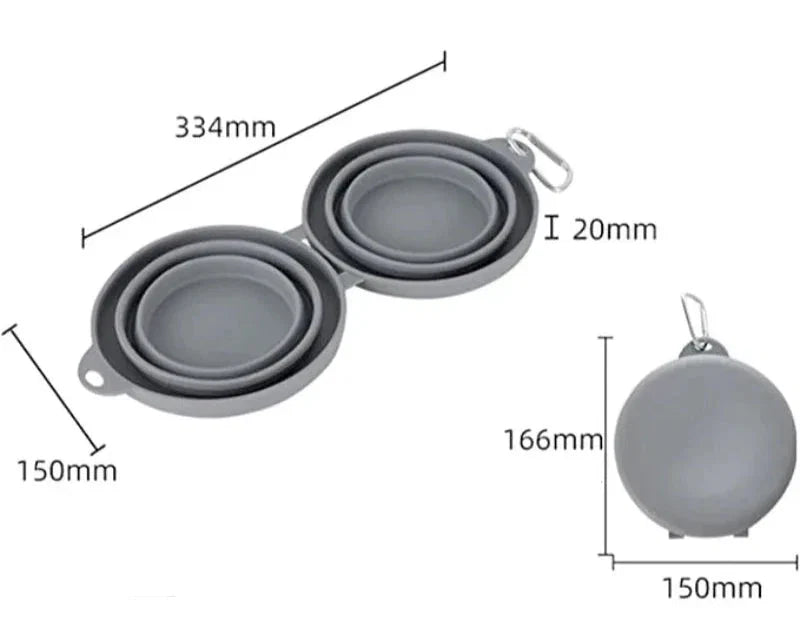 Foldable Silicone Double Pet Bowl for Food & Water – Foldera™