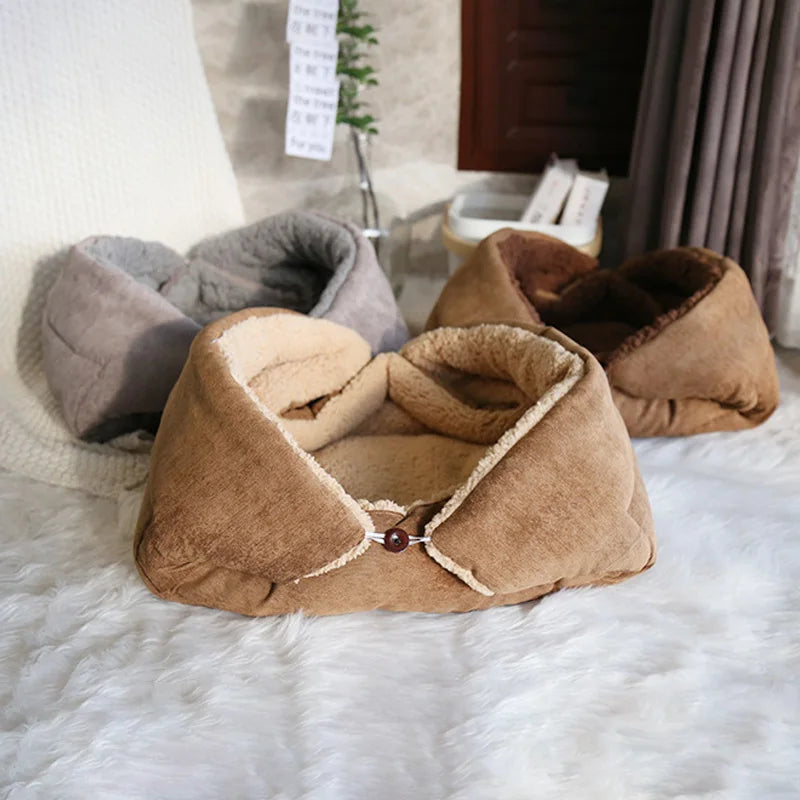 3-in-1 Plush Pet Bed with Convertible Basket Design – Nestiva™