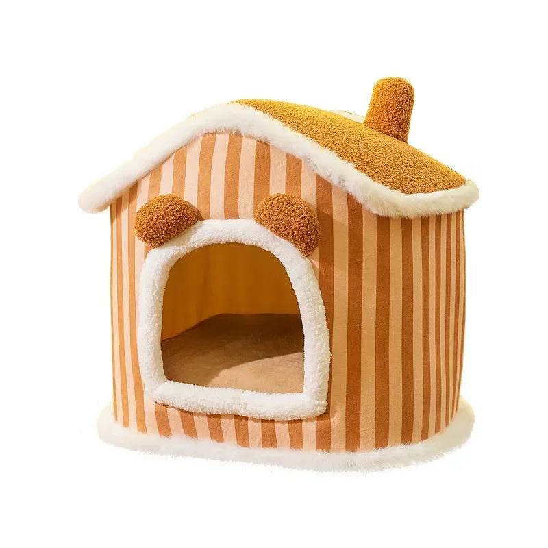 Pet Tent Cave Bed with Double Curtain & Reversible Mat – CloudNook™
