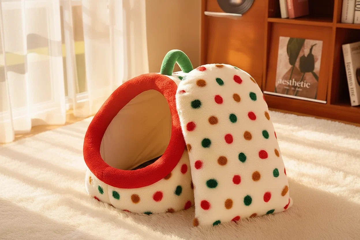 Non-Slip Pet Cave Bed with Removable Cushion for Dogs & Cats – CozyBurrow™