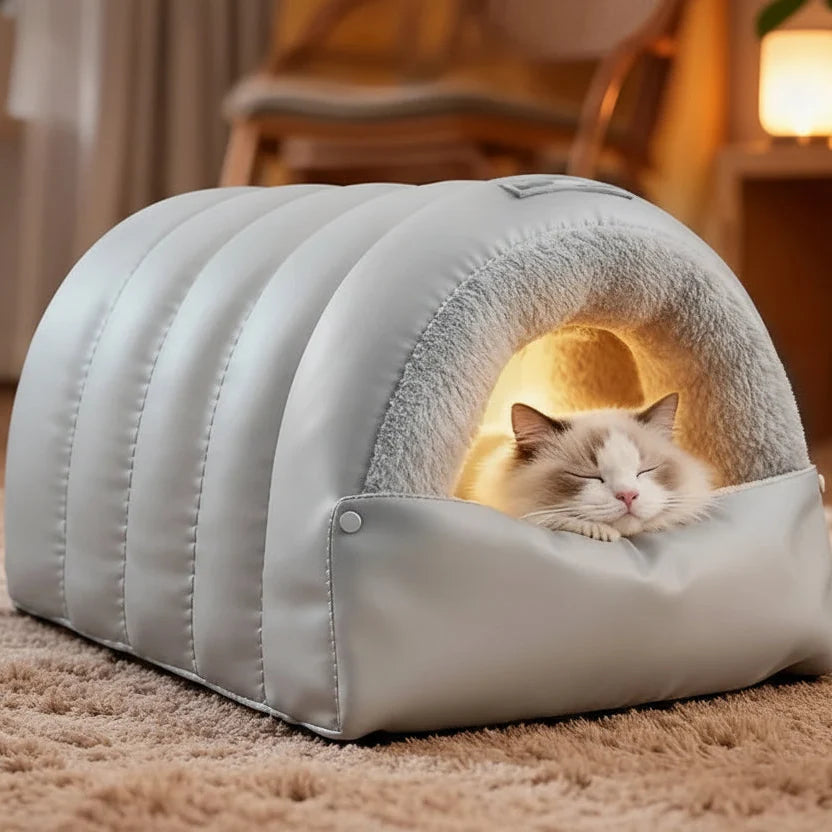 Convertible Pet Cave Bed & Mat with Removable Cover – FlipNest™