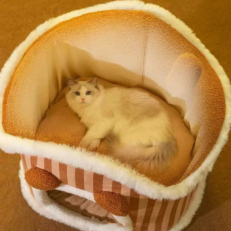 Pet Tent Cave Bed with Double Curtain & Reversible Mat – CloudNook™