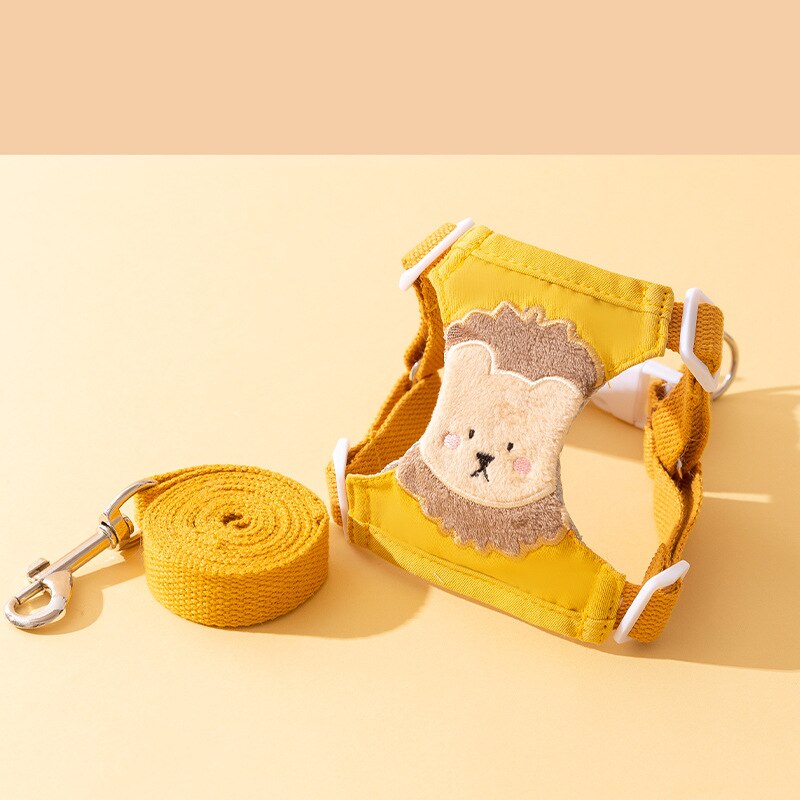 Adjustable Dog & Cat Collar and Leash Set with Lion & Bear Print – LoopLead™