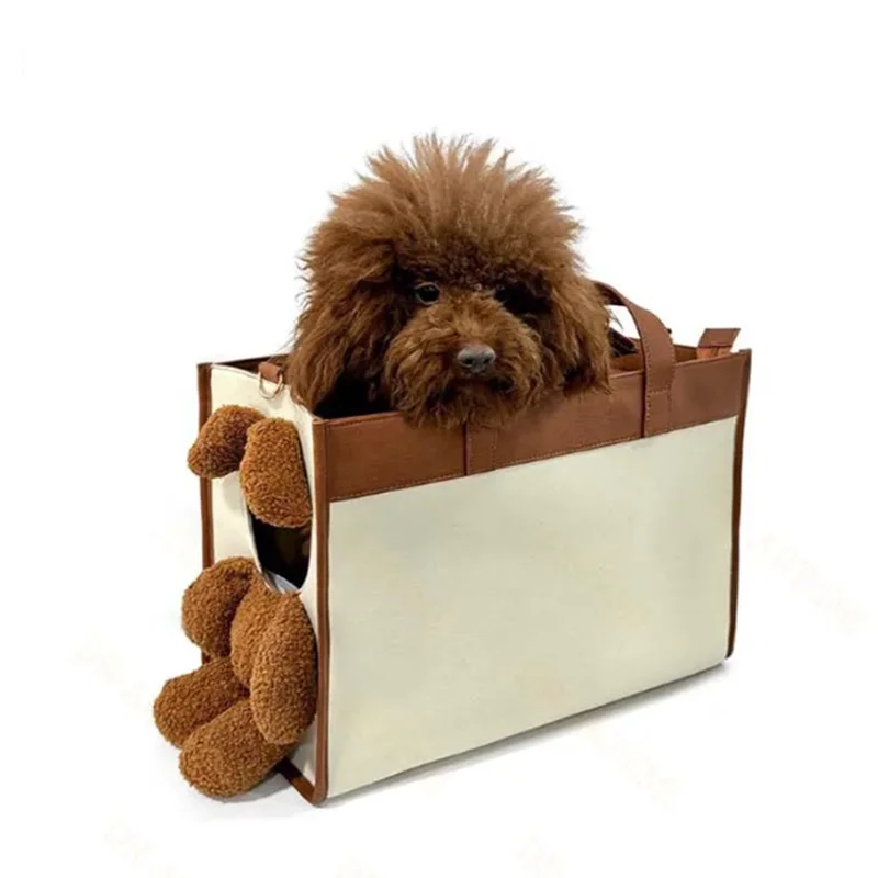 Soft Brown Teddy Bear Pet Carrier Bag for Dogs & Cats – Cubby™
