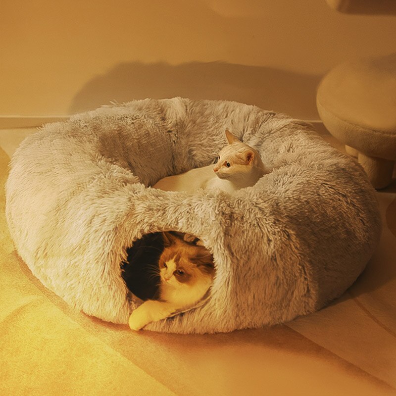 Pet Tunnel Bed with Removable Center Cushion & Play Ball – Bow™