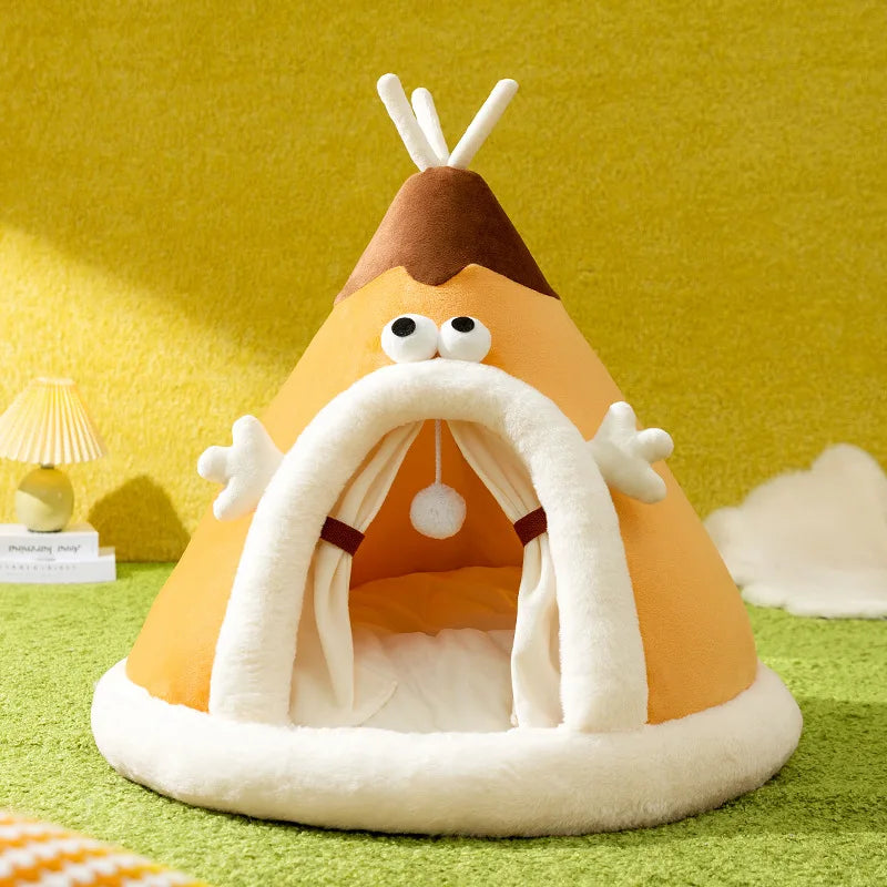 Cotton Pet Cave Bed with Non-Slip Base – CloudBurrow™