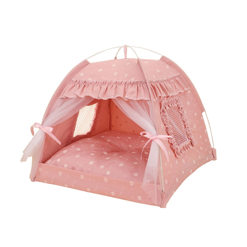 Cotton Pet Tent Bed with Colorful House-Style Design – Nestora™