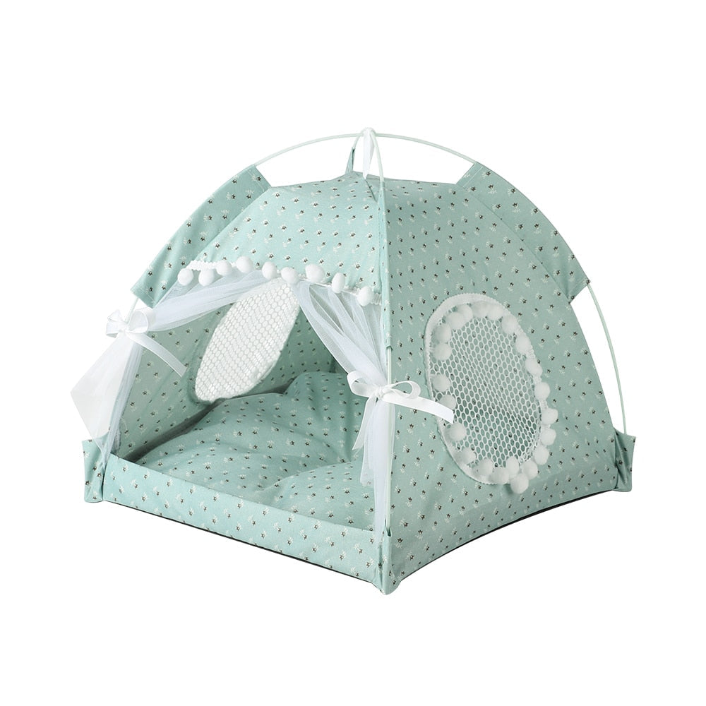 Cotton Pet Tent Bed with Colorful House-Style Design – Nestora™