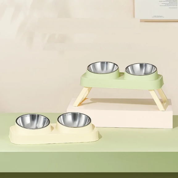 Elevated Double Pet Bowl with Neck Support for Dogs & Cats – Bevoo™