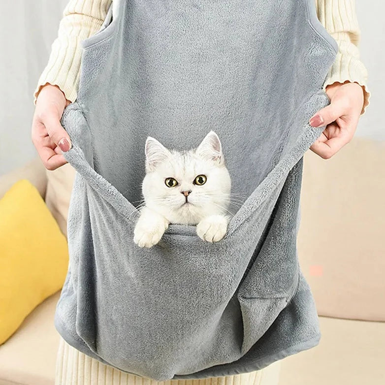 Front-Carry Pet Sleeping Bag Apron with Paw Holes – WrapNest™
