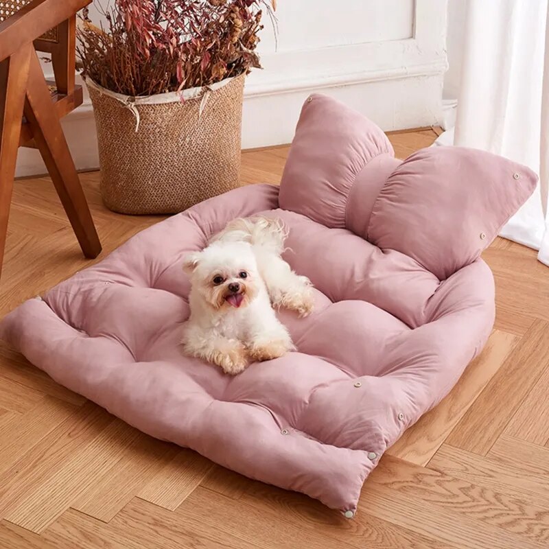2-in-1 Bow-Shaped Pet Bed with Double Filling – Bowli™
