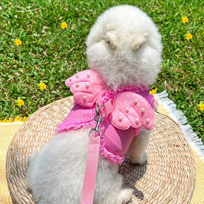 Breathable Pink Angel-Wing Harness & Leash Set for Pets – Angeline™