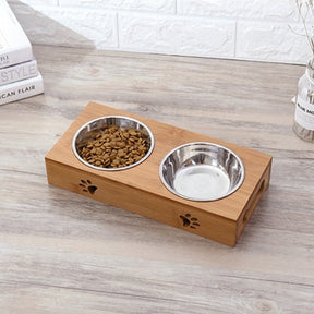 Bamboo Pet Bowl with Stainless Steel Insert for Dogs & Cats – Bamlow™
