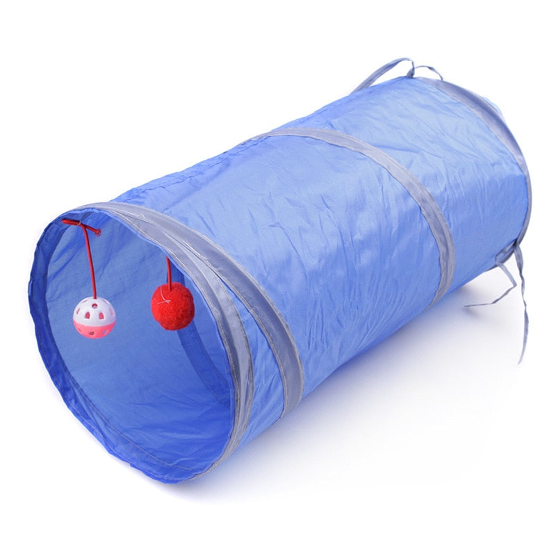 Collapsible Cat Play Tunnel with Hanging Ball – Loopa™