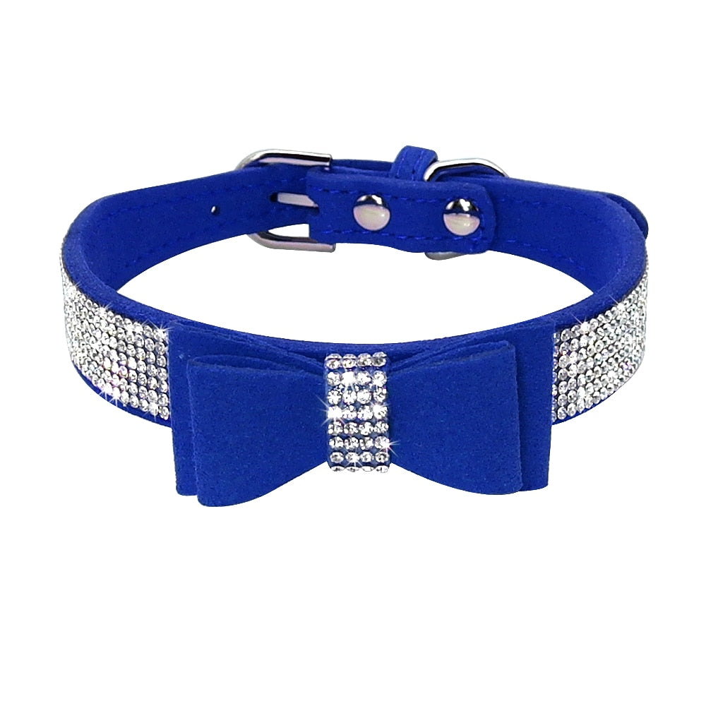 Rhinestone Leather Pet Collar for Small & Medium Dogs and Cats – Glinta™
