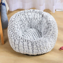 Round Coral Fleece Puff Pet Bed with Adjustable Size – Bellou™