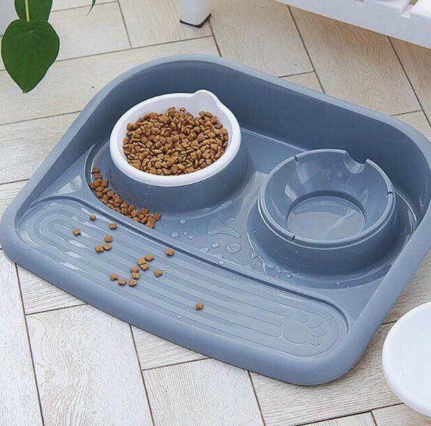 Double Pet Bowl Set with Divided Design for Dogs & Cats – Platterly™