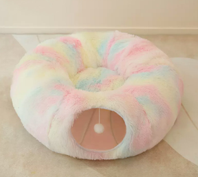 Pet Tunnel Bed with Removable Center Cushion & Play Ball – Bow™