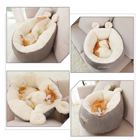 Cotton Pet Bed in White & Gray – CloudNest™