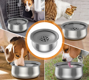 Anti-Splash Stainless Steel Floating Pet Bowl, 4L Capacity – Calmora™