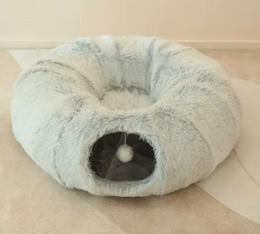Pet Tunnel Bed with Removable Center Cushion & Play Ball – Bow™