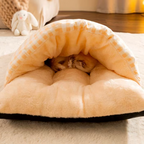 Plush Cave Sleeping Bag Pet Bed with Pillow for Dogs & Cats – Burrowly™