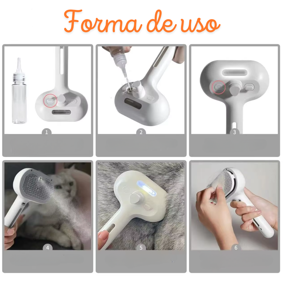 Self-Cleaning Steam Spray Pet Grooming Brush for Dogs & Cats – Furmist™