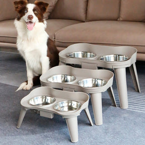 Elevated Double Bowl Set with Slow Feeder Option for Pets – Bowla™