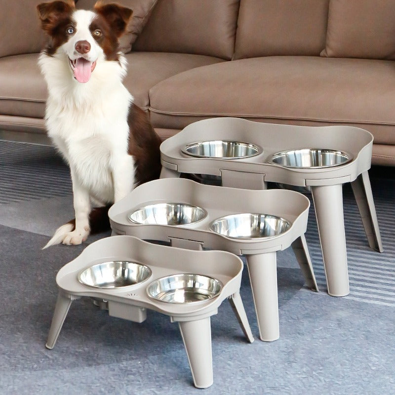 Elevated Double Bowl Set with Slow Feeder Option for Pets – Bowla™