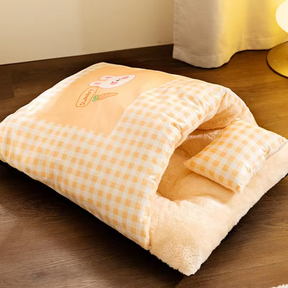 Plush Cave Sleeping Bag Pet Bed with Pillow for Dogs & Cats – Burrowly™