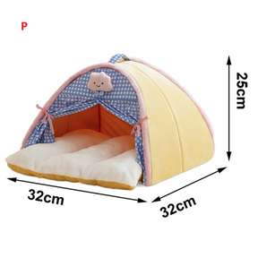 Pet Tent Cave Bed with Double Curtain & Reversible Mat – CloudNook™