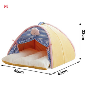 Pet Tent Cave Bed with Double Curtain & Reversible Mat – CloudNook™