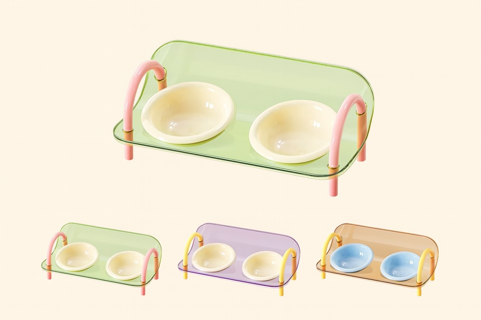 Double Plastic Pet Bowl Set, BPA-Free for Dogs & Cats – PurePlate™