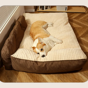 Rectangular Pet Bed with Raised Headrest & Removable Cover – Hextem