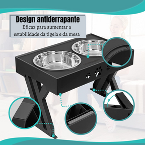 Adjustable 3-Height Elevated Feeding Stand with Bowls – Roosta™