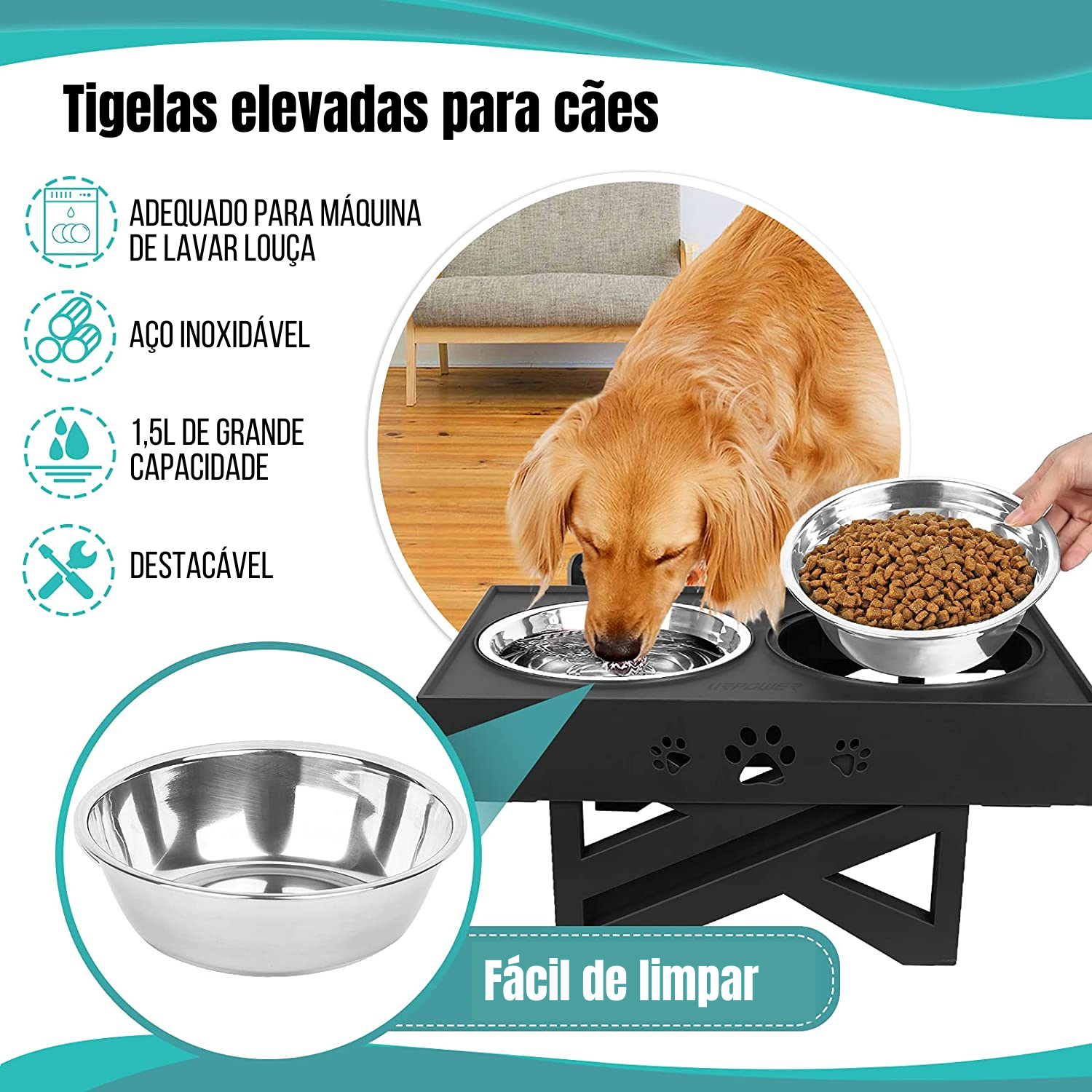 Adjustable 3-Height Elevated Feeding Stand with Bowls – Roosta™