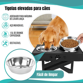Adjustable 3-Height Elevated Feeding Stand with Bowls – Roosta™