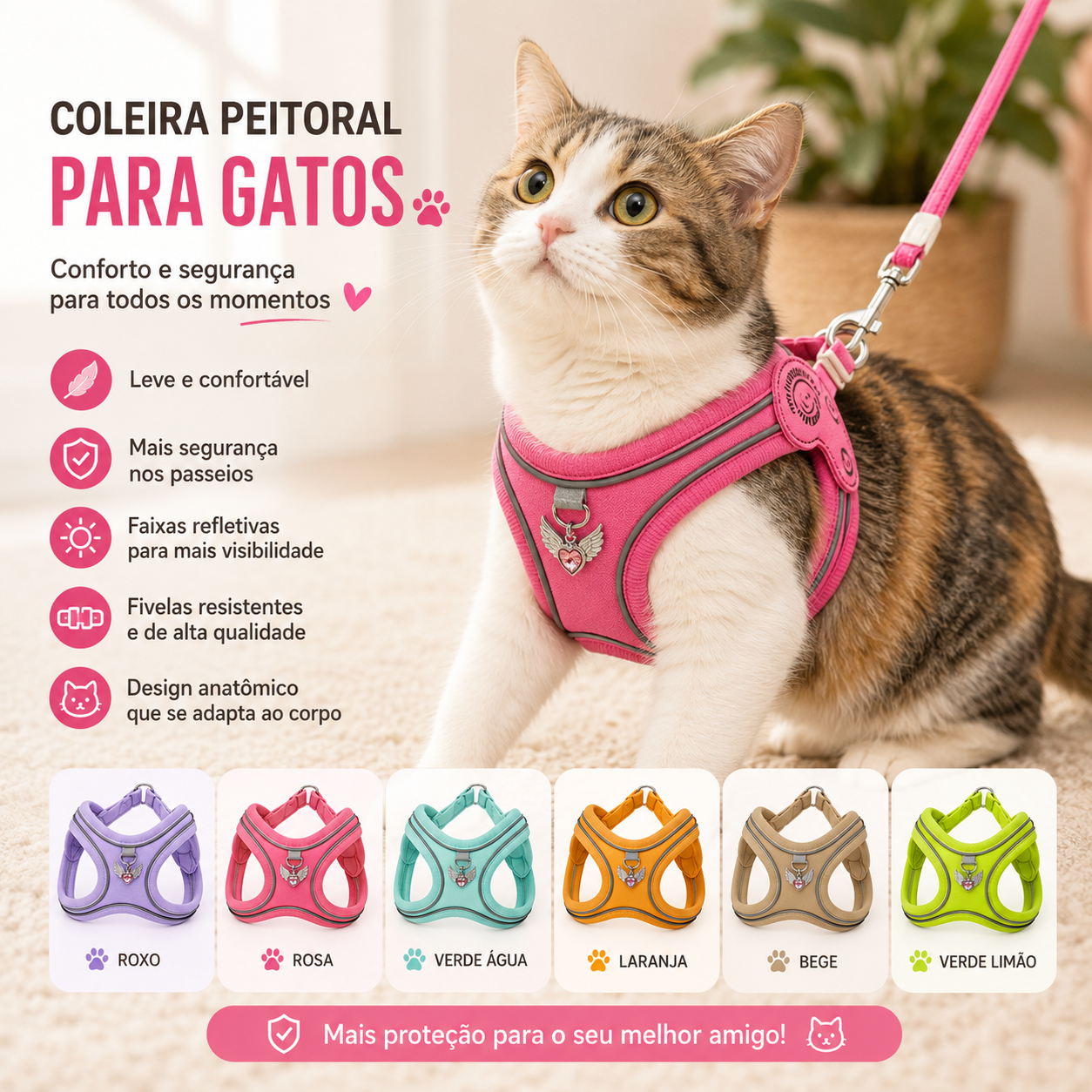 Pet Collar & Leash Set – Waterproof Reflective Nylon – Trotta™