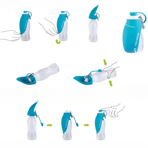 Portable Pet Water Bottle & Feeder 19.6 fl oz for Travel – TrailSip™